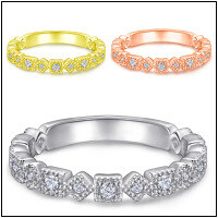 wholesale S925 Sterling Silver Zircon Single Row Diamond Ring for Women, European and American Style Fashion Ring, Tail Ring-Gold US size 6#