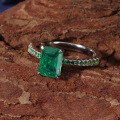 wholesale S925 Sterling Silver 6*8 Green Zircon Ins Style Daily Minimalist Versatile Ring for Women-0-1