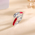 wholesale S925 Sterling Silver Snake Blessing Ring for Women, New Chinese Style Year of the Snake Red Zodiac Adjustable Index Finger Ring-0-2
