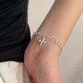 wholesale S925 Sterling Silver Cross Bracelet for Women, Korean Carved Circle Design, New Edition Advanced Minimalist Style Hand Jewelry-0-0