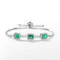 wholesale S925 Sterling Silver with Diamond European and American New Light Luxury Vintage Cultivated Emerald Bracelet, Cross-Border Exclusive-0-2