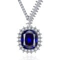 wholesale [925 Sterling Silver] European & American Synthetic Sapphire Necklace for Women, Fashionable & Luxurious Cross-Border Hit, 43cm-0-2