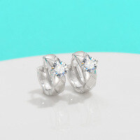 wholesale S925 Sterling Silver Moissanite Earrings for Women, Versatile Ear Clips, New Trendy Hoop Earrings, Fashion Ear Accessories, Korean-style Ear Hooks-50 points + 50 points (zircon) earrings 925 silver