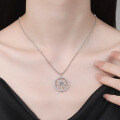 Sterling Silver Moissanite Necklace, Vintage Compass Rudder Pendant-0-2