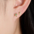 wholesale S925 Sterling Silver Star and Moon Diamond Inlaid Stud Earrings, Dainty and Delicate Five-Point Star, Ins-Style Daily Wear Versatile Ear Accessories-0-3