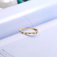 wholesale S925 silver minimalist versatile stackable rectangular natural crystal ring for women, factory direct-Natural crystal slim ring>Hongdu No. 15