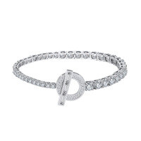 wholesale S925 Sterling Silver Cloud Qian New Jewelry OT Clasp Bracelet with Luxury 8A Zirconia Super Sparkling Tennis Design-Platinum, 16.5cm 925 silver
