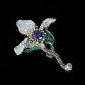 wholesale S925 gold-plated silver with high-carbon diamonds, Cindychao royal blue floral high-end jewelry brooch for women-0-2