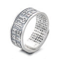wholesale S925 Silver Retro Creative Multi-Blessing Design with Inner Wall Engraved Scriptures, Vintage Trendy Adjustable Ring-0-4