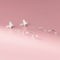 wholesale S925 Sterling Silver Fresh and Sweet Ins Style Small and Unique Design Exquisite Butterfly Wave Ear Thread M06706-0-3