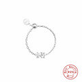 wholesale S925 Sterling Silver Adjustable Open Ring with Simulated Zirconia, Ins Chain Design for Women-0-10