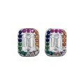 wholesale 925 Sterling Silver Zhuo Zhifan New Rainbow Candy 4*6 White Diamond Stud Earrings Trendy and Elegant European and American Style for Dropshipping-0-4