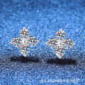 S925 Silver Cross Screw Ear Studs, D Color Moissanite, Simple Ins Style-0-0