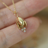 wholesale S925 sterling silver minimalist French-style luxury pendant with original and personalized lily of the valley design, trending necklace-BX0257-Gold>925 Silver