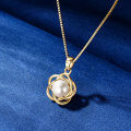 S925 Sterling Silver Geometric Hollow Natural Freshwater Pearl Necklace-0-2
