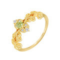 wholesale S925 silver plated with 14K gold, vintage lace-wrapped floral peridot ring, Dunli Jewelry spring new collection-0-0