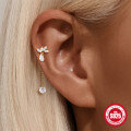 wholesale S925 Sterling Silver Irregular Geometric Marquise Zircon Threaded Ear Cartilage Stud Earrings-0-1