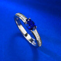 wholesale S925 Sterling Silver 4*6 Oval Blue Gemstone Ring for Women, Daily Wear Exquisite Fashion Versatile Ins Style-0-2