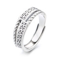 wholesale S925 Sterling Silver Retro Ethnic Style Twist Openwork Six-Syllable Mantra Swastika Ring Vintage Chinese Trend Ring-0-4