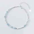 wholesale S925 Silver Exquisite Korean Style Minimalist Niche Design High-end Sense Aquamarine Crystal Crushed Silver Bracelet S8003-0-1