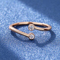 wholesale S925 Sterling Silver Moissanite Rose Gold Open Adjustable Ring for Women, Trendy Korean Style Dainty and Petite Wholesale-0-1