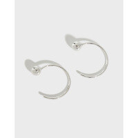 wholesale S925 Sterling Silver EA059 Korean-style Minimalist Geometric Small Bead Thin Hook Earrings for Women-Plain silver>925 silver