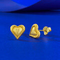 wholesale S925 Gold-Plated Silver Heart Brushed Stud Earrings, Mu Jing Jewelry Spring and Summer New Collection, Fashionable and Versatile Style with a High-End Feel-0-1
