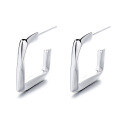 wholesale S925 Sterling Silver European and American Cross-Border Ins Style Simple Square Hoop Geometric Trendy Versatile Earrings-0-4