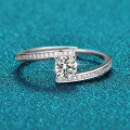 S925 Sterling Silver Moissanite Ring, 50ct, Nubi Micro-Set Star Trail Design-0-0