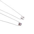 wholesale S925 Sterling Silver Geometric 3D Cube Colored Diamond Round Barrel Bead Necklace Minimalist High-end Stackable Snake Chain-0-3