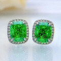wholesale Silver jewelry emerald high-carbon diamond earrings set with 8*10 stunning ins ethereal women's earrings-0-0