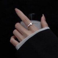 wholesale Metal S925 silver ring women's personality smooth open cross ring wholesale index finger ring fashion J1170-s925 silver ring Adjustable opening