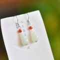 wholesale 925 Sterling Silver Inlaid with South Red Beads Gourd Hetian Jade Earrings for Women, New Chinese Ancient Style with Certificate-0-1