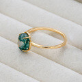 wholesale S925 Sterling Silver Gold-Plated Japanese Stylish Niche Design Ring with Natural Moss Agate for Women-0-3