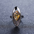 wholesale 925 Silver Italian Artisan Designer Ring with Vintage Jewelry Style, Set with Natural Yellow Crystal Gemstone-0-0