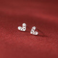 wholesale S925 Sterling Silver Korean Version Summer Student Small Fresh Diamond-inlaid Heart Stud Earrings for Women M02668-0-1