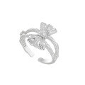wholesale S925 Sterling Silver Hollow Bow Ring for Women, Minimalist Style, Small and Unique, Ins Aesthetic, Elegant Adjustable Silver Ring-0-5