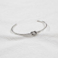wholesale S925 Sterling Silver AS122 Korean Style Minimalist Bracelet with Antique Finish Single Knot Open Adjustable Bangle-0-1
