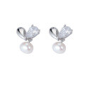 wholesale S925 Sterling Silver Heart-shaped Natural Freshwater Pearl Earrings for Women, Minimalist Small Design New Arrival High-end Fall Winter Ear Accessories-0-4
