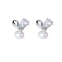 wholesale S925 Sterling Silver Heart-shaped Natural Freshwater Pearl Earrings for Women, Minimalist Small Design New Arrival High-end Fall Winter Ear Accessories-ED021244 925 silver