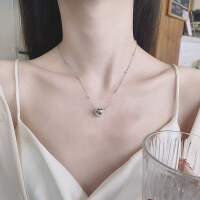 wholesale S925 Sterling Silver On-Demand Happy Smile Happy Necklace Fresh Sweet Daily Korean Style Versatile Collarbone Chain-500LM/approx. 6.1g 925 silver