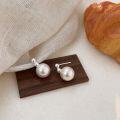 wholesale S925 Sterling Silver Pearl Ear Studs for Women, New Korean Style Ethereal Elegant Versatile Earrings-0-2