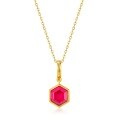 wholesale S925 Sterling Silver Korean and Japanese Light Luxury Style Geometric Hexagonal Ruby Pendant Choker Necklace for Women Factory Wholesale-0-5