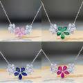 wholesale 925 Sterling Silver Flower Necklace for Women, Fashionable and Versatile Minimalist HW Style Collarbone Chain for Cross-Border Live Streaming Wholesale-0-4