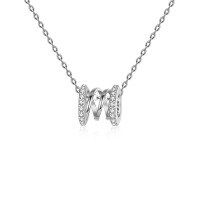 Sterling Silver S925 New Simple Necklace Women's Luxury Small Heart Pendant Tube Fashion Pendant Chain.-White gold  925 silver