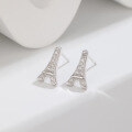wholesale S925 Sterling Silver Eiffel Tower Earrings for Women, European Style Elegant Cross-Border New Accessory-0-1