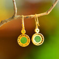wholesale 925 Silver Gold-Plated Vintage Style Inlaid with Natural Hetian Jade Earrings with Hook for Women-0-3