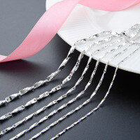 wholesale S925 Sterling Silver Cross-Border Accessory Fashionable and Elegant Popular Collarbone Necklace with Round Wire Melon Seed (Oblique Cut) Chain-1.0/16 inches S925 silver