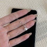 wholesale S925 Sterling Silver Starry Romance Small Universe Planetary Pendant Pearl Necklace, Planet Romantic Collarbone Chain, Fresh and Elegant-Platinum 925 silver