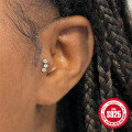 wholesale 925 Sterling Silver Ins Style Diamond Inlaid Octagonal Star Love Flat Head Cartilage Piercing Ear Studs-0-1